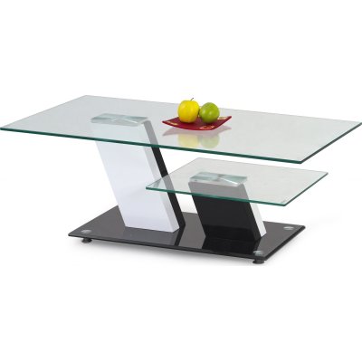 K2 sofabord - Hvid/Sort/Glas