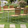 Mllan udendrsgruppe i teak: 8 stole med spisebord 176x90 cm