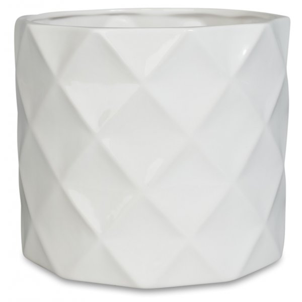 Krukke Romb H19 cm - Hvid
