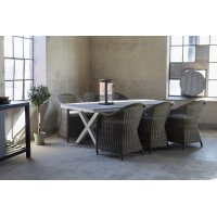 Spisebordssæt Mercury bord inkl. 6 lænestole - polyrattan / Hvid aluminium Spisebordssæt Mercury bord inkl. 6 lænestole - polyrattan / Hvid aluminium