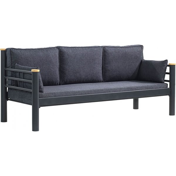 Kappis 3-personers udendrs sofa - Sort/antracit
