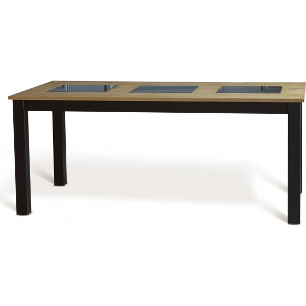 Jasmin spisebord 180 x 90 cm i eg med sorte ben