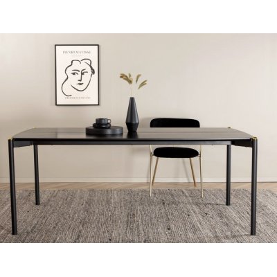 Spisebord Pelle 190x90 cm - Sortbejdset eg / Messing + Mbelplejest til tekstiler