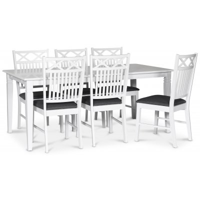 Sandhamn spisebordsst; 180x90 cm bord med 6 stk. Sandhamn Gripsholm spisebordsstole
