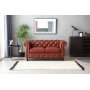 Chesterfield sofa 2-personers i brun PU