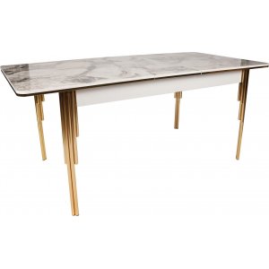 Dalmar spisebord 147-182 cm - Guld/hvid