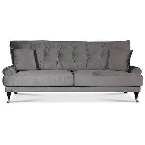 Adena  3-personers sofa - Slvgr fljl + Mbelplejest til tekstiler