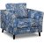 Eker lnestol i blomstret stof - Eden Parrot Blue