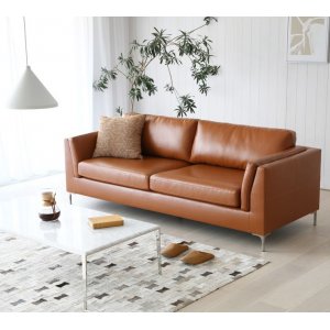 Cansas 3-personers sofa - Cognac + Tekstilrensning til mbler