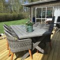 Kundebillede Oxford udendørs spisegruppe; gråt bord 220 cm inkl. 6 Valetta lænestole grå syntetisk rattan