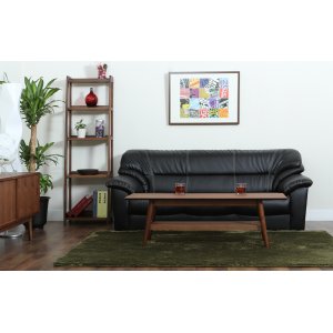 Dominic 3-personers sofa - Sort kunstlæder + Pletfjerner til møbler