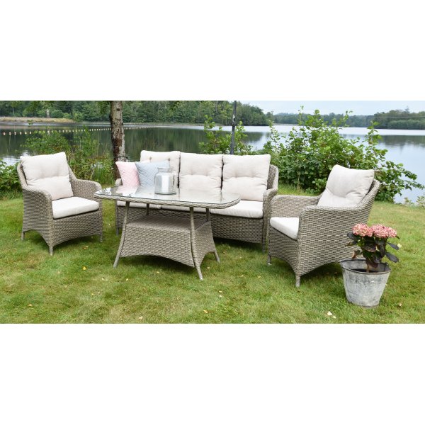 Denver loungest i polyrattan - Naturfarvet