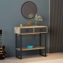 Valery sidebord med spejl 90 x 35,3 cm - Antracit/mrkebrun