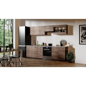 Amanda komplet køkken 260 cm - Mørkebrun/wenge/granit Amanda komplet køkken 260 cm - Mørkebrun/wenge/granit