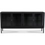Cliff sidebord i metal med 4 dre - Sort / Klart glas + Mbelfdder