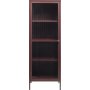 Dobb bordeaux metalskab med glaslge H160 cm