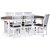Skagen spisebordsst; spisebord 160/210x90 cm - Hvid / brunolieret eg med 6 stk. Skagen stole med brunt sde