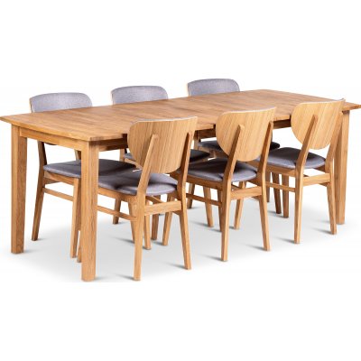 Visby spisebord 160-210x90 cm med 6 Tjrn stole