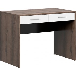 Nepo Plus skrivebord med 2 skuffer 100 x 59 cm - Mrk eg/hvid