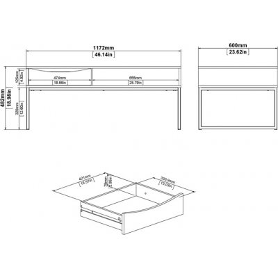 Stump sofabord 117,2 x 60 cm - Sort/eg