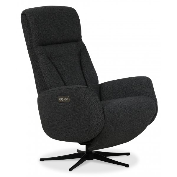Marbck luksus recliner lnestol (2 el-motorer) indbygget fodskammel - Mrkegrt stof