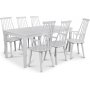 Mellby spisegruppe 180 cm bord med 6 hvide Dalsland Cane stole med armln