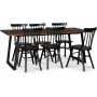 Edge 3.0 spisebordsst 190x90 cm inkl. 6 sorte Orust pindestole - Brownstained fishbone