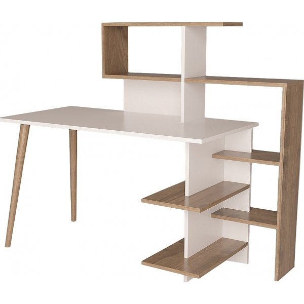 Uzay skrivebord 141,8x60 cm - Valnd/hvid