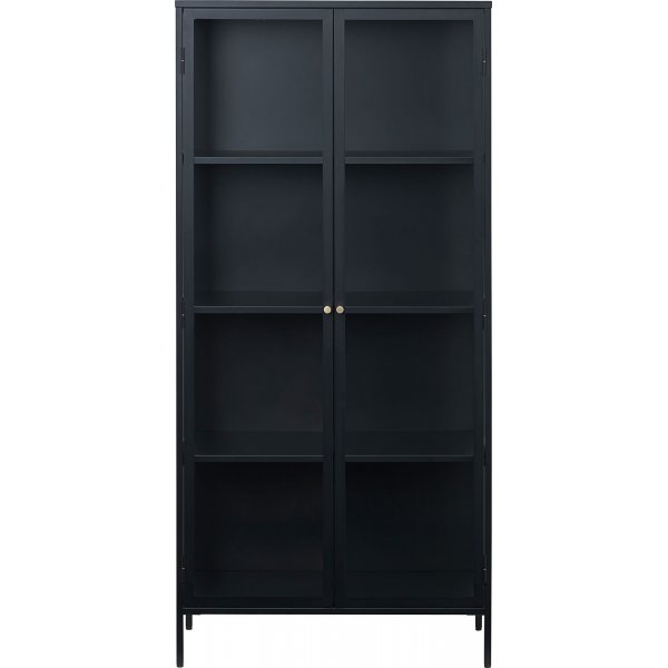 Toddy sort metalskab med glaslger H190 cm