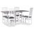 Fr spisebordsst; Fr klapbord hvid/gr med 4 stk. Fr spisebordsstole + 3.00 x Mbelfdder