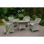 Spisest; 4 stole og spisebord 110 cm gr/rattan
