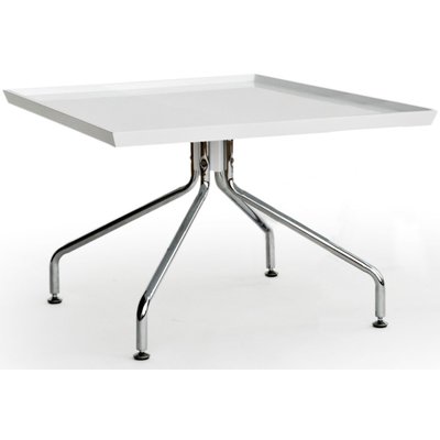 Tray Sofabord 70x70 cm - Hvid (højglans) / krom