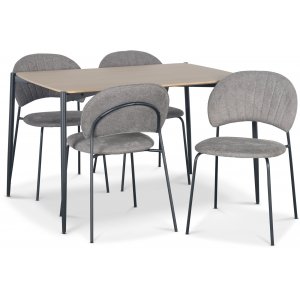 Lokrume spisegruppe 120 cm bord i lyst træ + 4 Hogrän grå stole Lokrume spisegruppe 120 cm bord i lyst træ + 4 Hogrän grå stole