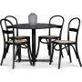 Solano spisebordsst: Bord 90 cm inklusiv 4 stk. Axe stole - Sort Ask / Rattan + 4.00 x Servietringe