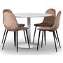 Seat spisegruppe, rundt spisebord med 4 stk Carisma fljlstole - Hvid / koral