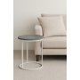 Accent rundt lampebord D50 cm - hvid marmor / hvid underdel