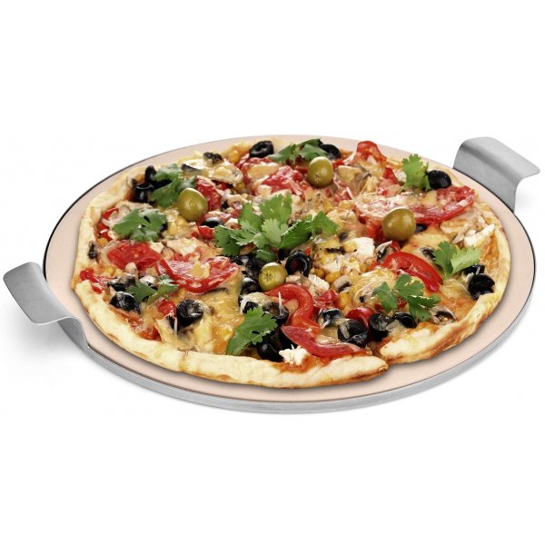 Pizza pizza sten med serveringsstativ i stl - D40 cm