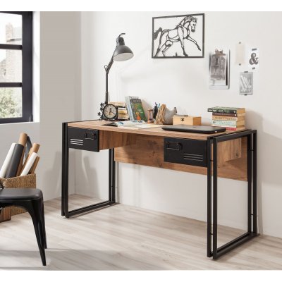 Cosmo Siesta skrivebord 139x60 cm - Fyrretræ/sort