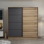 Kapusta garderobe 180 x 52 x 210 cm - Brun/antracit/brun
