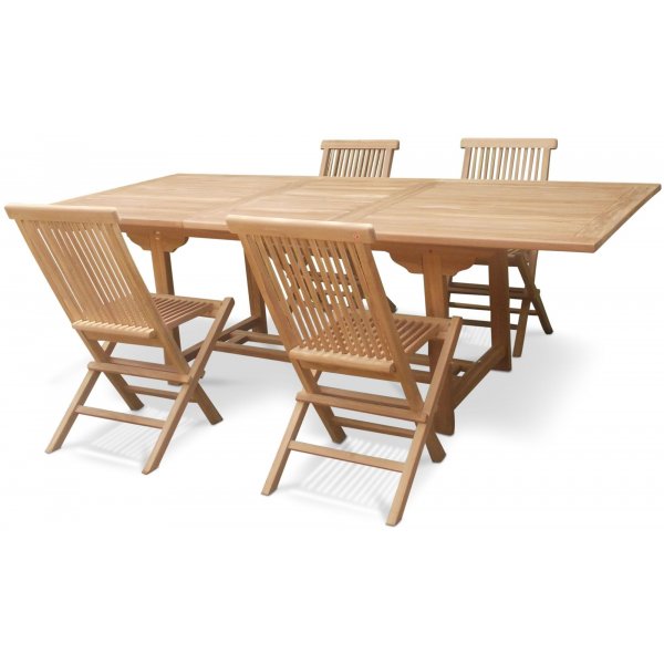 Edenryd spisebordsst indeholdende spisebord 160-210 cm inkl. 4 stk. Edenryd stole - Teak