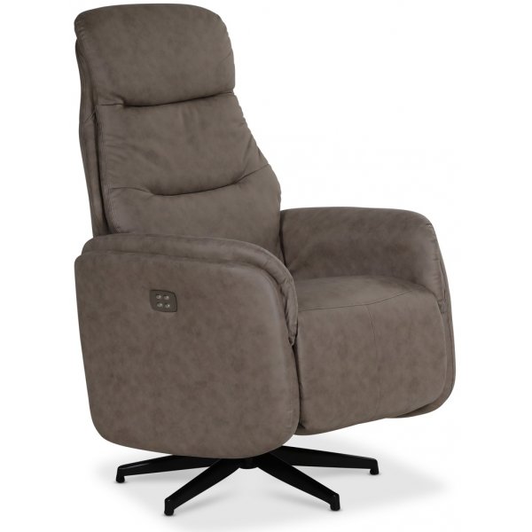 Comfort Saga (el) reclinerlnestol med indbygget fodsttte - Grbeige ecolder