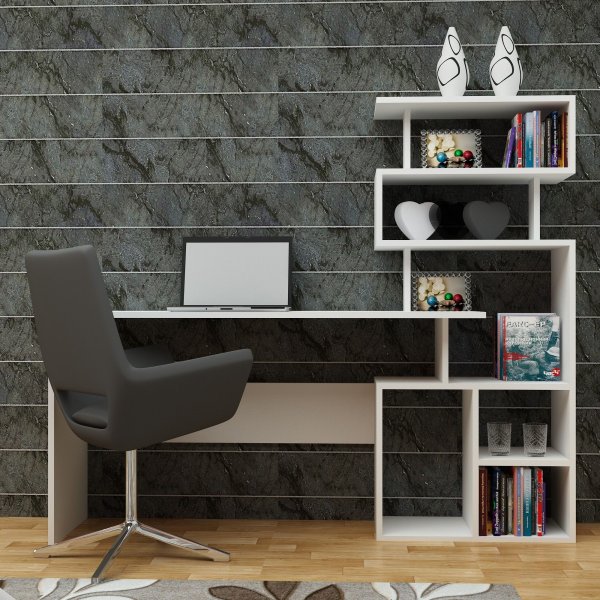 Nste skrivebord 160x29,5 cm - Hvid