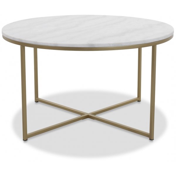 Maryland sofabord 85 cm - Hvid gte Marmor / Mat messing
