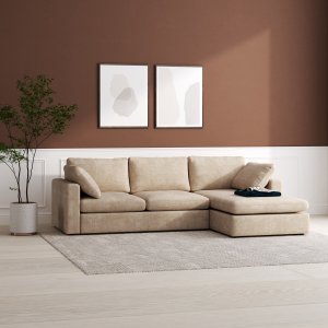 Moby mørk beige divansofa 296 cm - Vendbar divansofa med pocketfjedre + Møbelfødder Moby mørk beige divansofa 296 cm - Vendbar divansofa med pocketfjedre + Møbelfødder