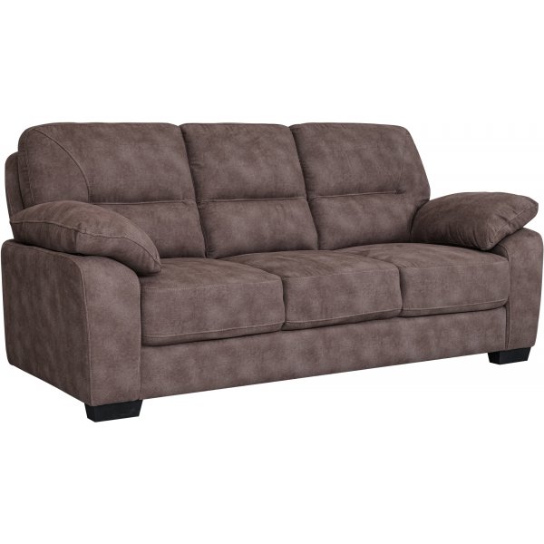 3-personers sofa i brun mikrofiber - Albert