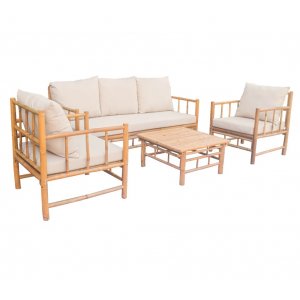 Tinka bambus udendrs gruppe; 3-personers sofa med bord og 2 lnestole - Bambus