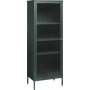 Dobb mrkegrn metalskab med glaslge H160 cm