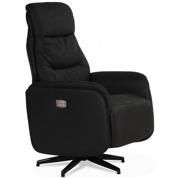 Comfort Saga (el) recliner lnestol med indbygget fodskammel - sort ecolder