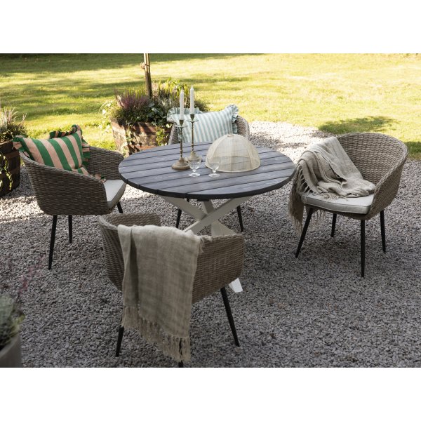 Spisest Aster: Rundt bord 112 cm med 4 lnestole