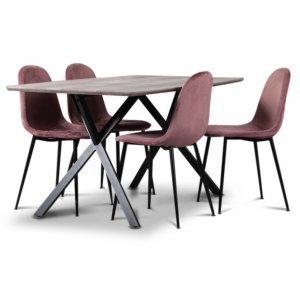 Smokey spisegruppe, spisebord med 4 stk.. Carisma Fljlsstole - Rosa